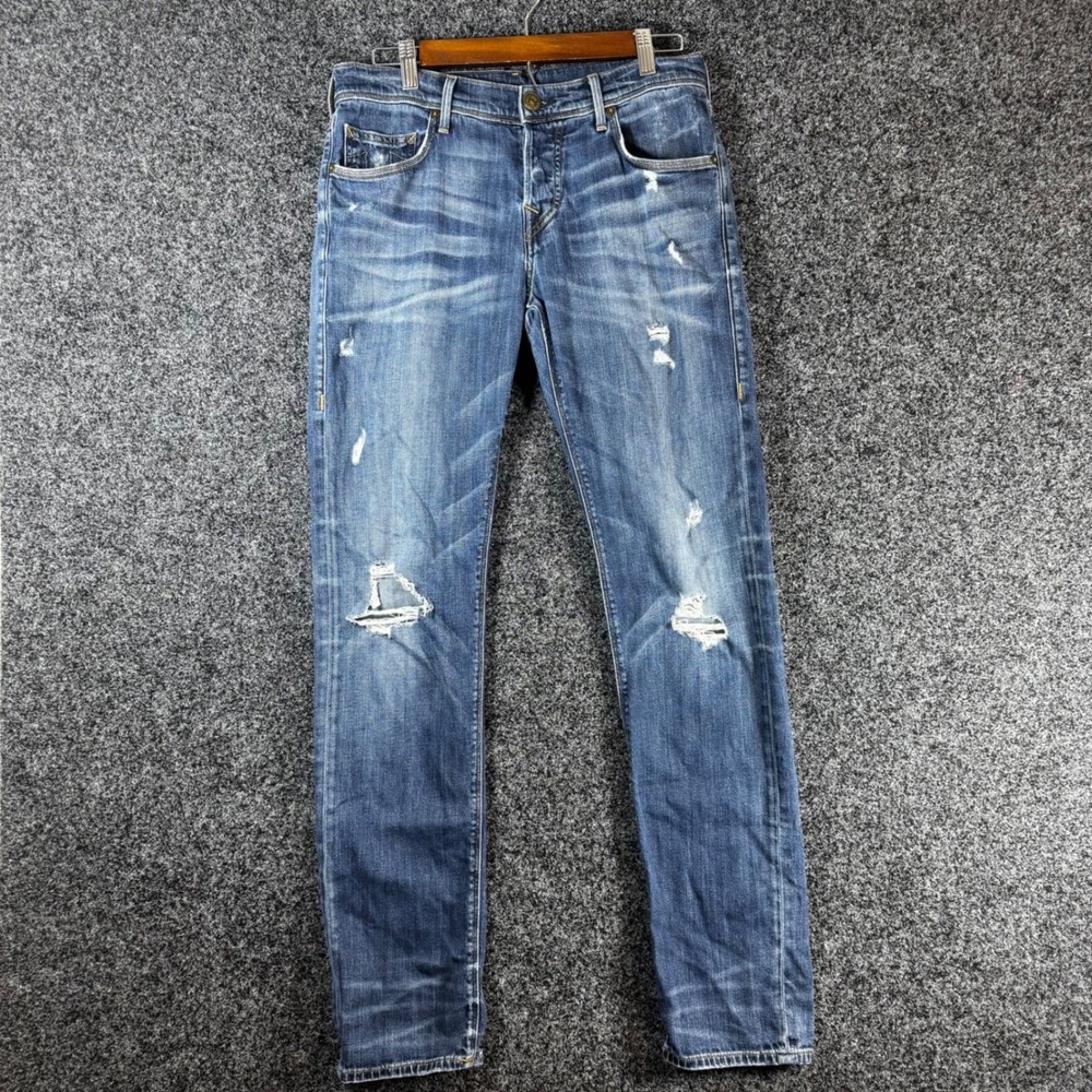 True Religion Geno Relaxed Slim Jeans Mens 30 Medium Wash Distressed Made in USA